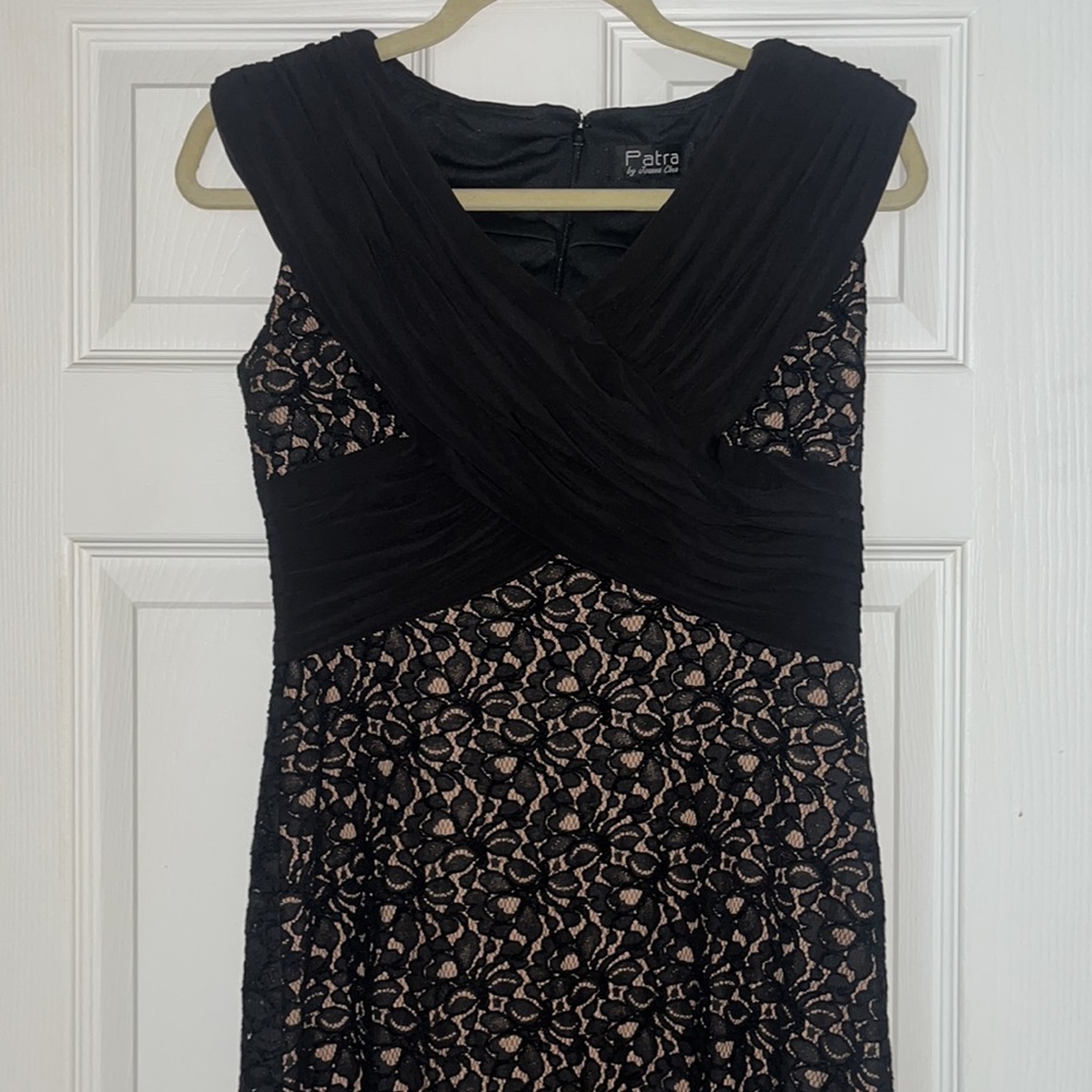 Black and Cream lace evening gown